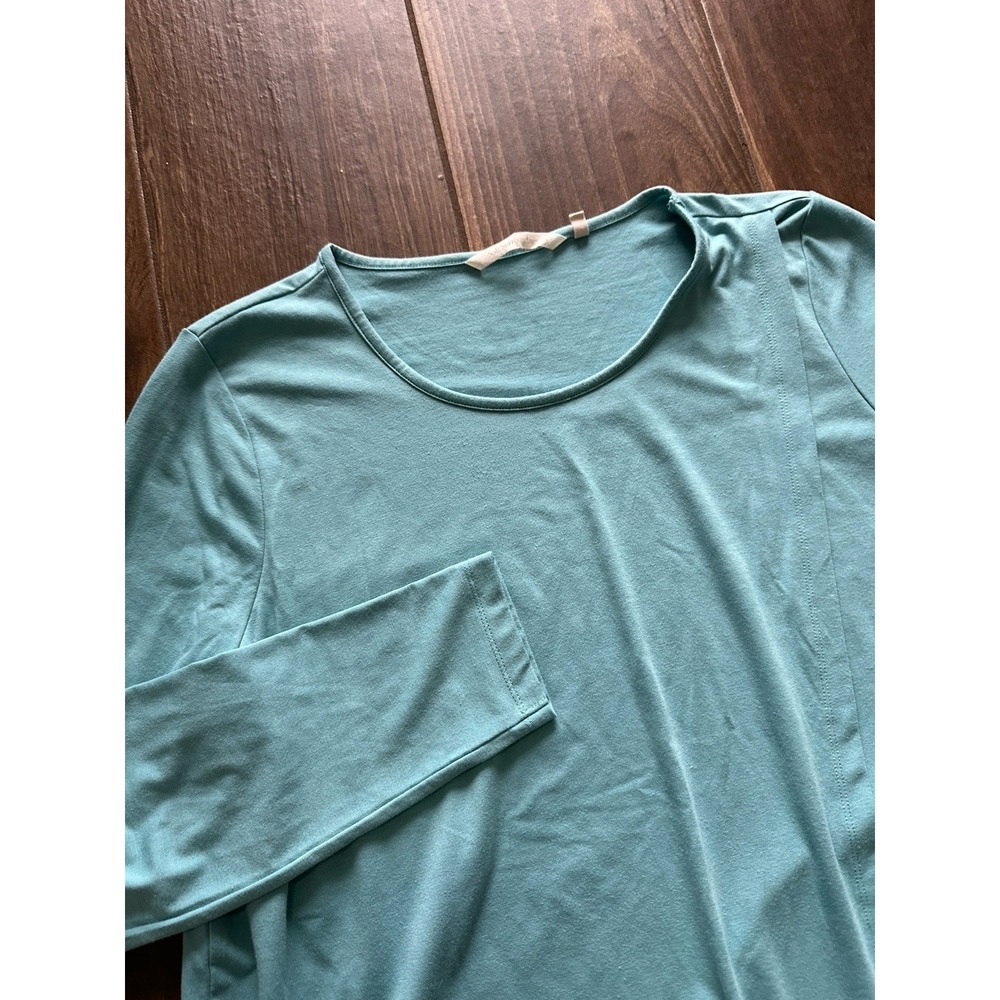 Soft Surroundings Aqua Blue Asymmetrical Hem Long Sleeve Tunic‎ Top XL Womens